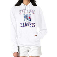 NHL New York Rangers G-III 4Her by Carl Banks Women's Team Logo Tri-Blend Fleece Pullover Hoodie - White