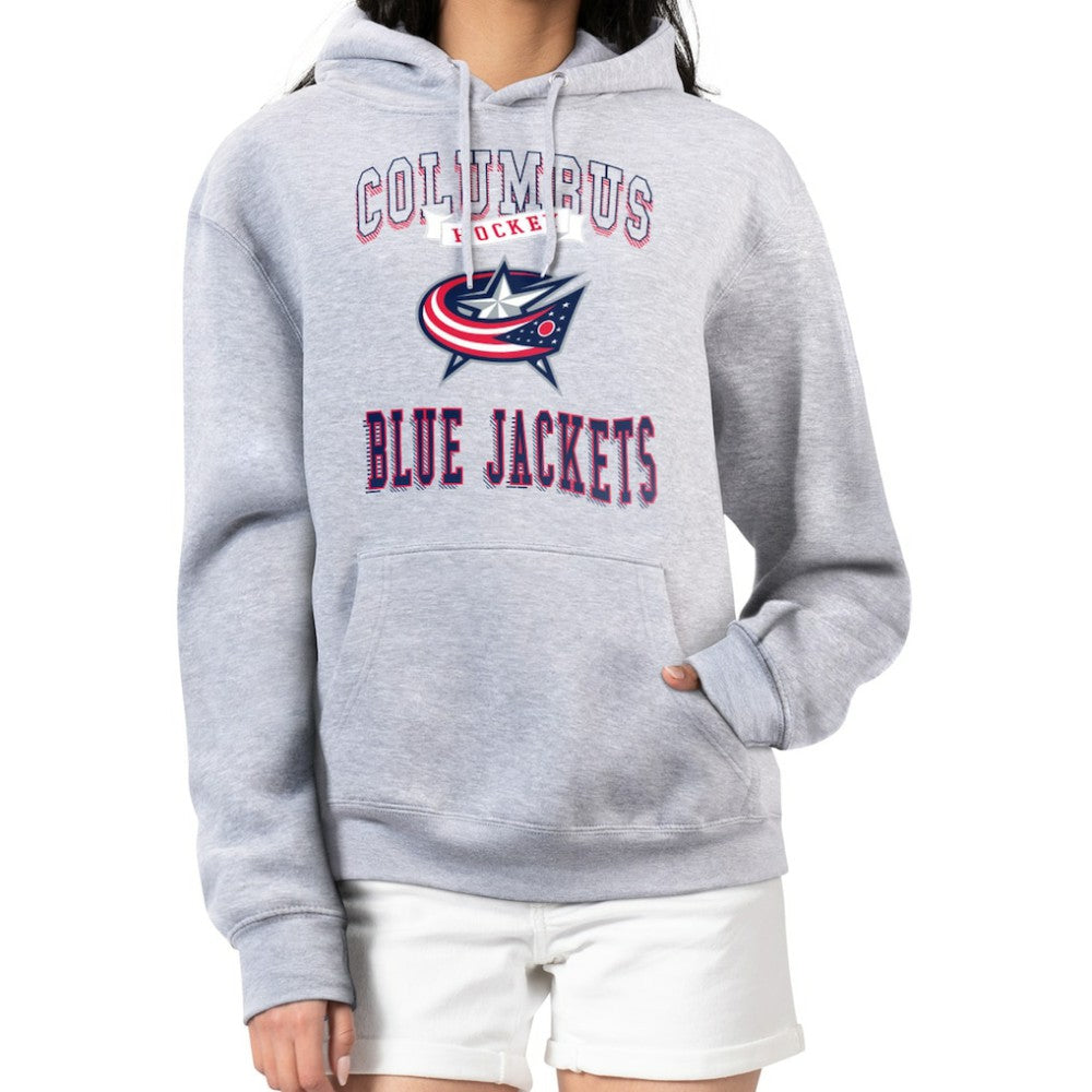 NHL Columbus Blue Jackets G-III 4Her by Carl Banks Women's Team Logo Tri-Blend Fleece Pullover Hoodie - Heather Gray