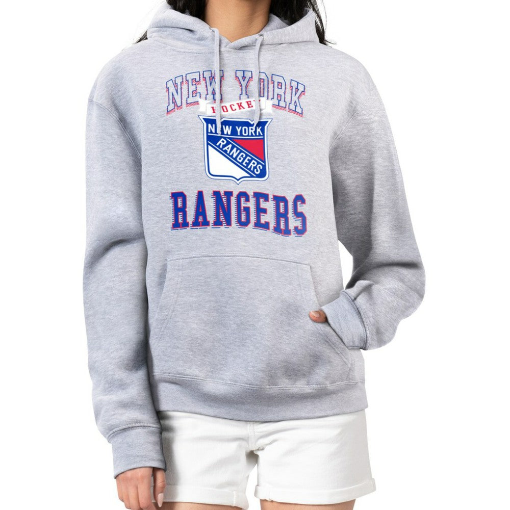 NHL New York Rangers G-III 4Her by Carl Banks Women's Team Logo Tri-Blend Fleece Pullover Hoodie - Heather Gray