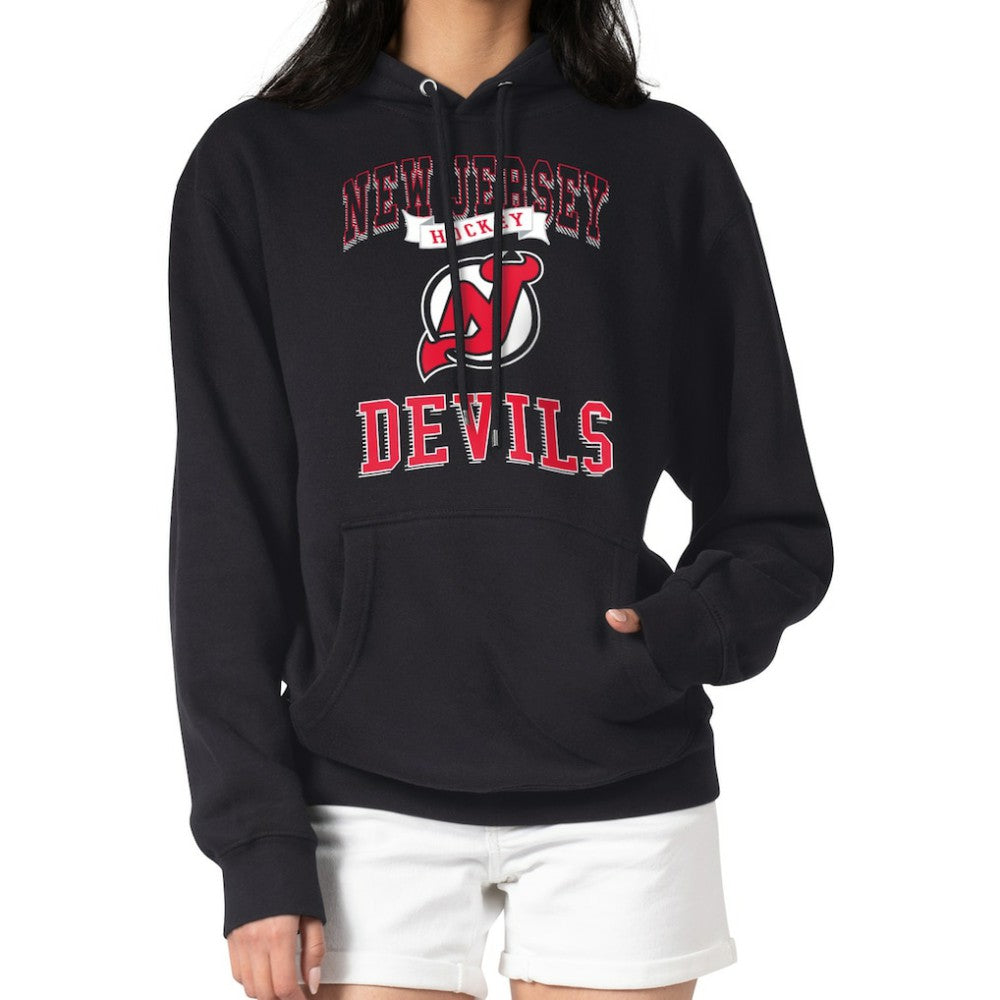 NHL New Jersey Devils G-III 4Her by Carl Banks Women's Team Logo Tri-Blend Fleece Pullover Hoodie - Black
