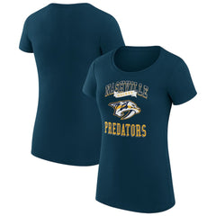 NHL Nashville Predators G-III 4Her by Carl Banks Women's Super-Slim Fit Lightweight Team Logo Graphic T-Shirt - Navy