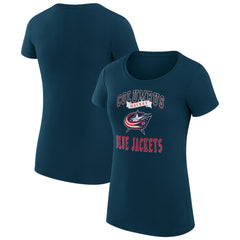 NHL Columbus Blue Jackets G-III 4Her by Carl Banks Women's Super-Slim Fit Lightweight Team Logo Graphic T-Shirt - Navy