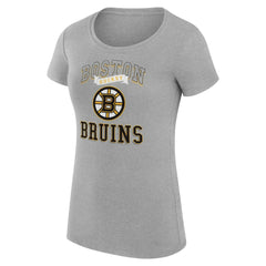 NHL Boston Bruins G-III 4Her by Carl Banks Women's Super-Slim Fit Lightweight Team Logo Graphic T-Shirt - Heather Gray