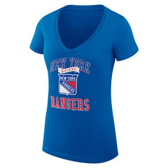 NHL New York Rangers G-III 4Her by Carl Banks Women's Super-Slim Fit Lightweight Team Logo Graphic V-Neck T-Shirt - Blue