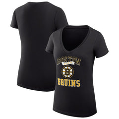 NHL Boston Bruins G-III 4Her by Carl Banks Women's Super-Slim Fit Lightweight Team Logo Graphic V-Neck T-Shirt - Black