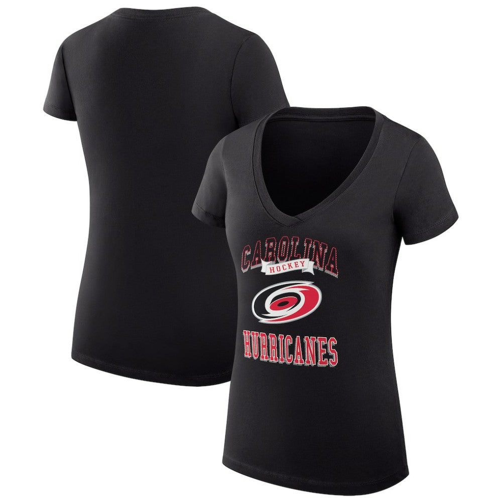 NHL Carolina Hurricanes G-III 4Her by Carl Banks Women's Super-Slim Fit Lightweight Team Logo Graphic V-Neck T-Shirt - Black