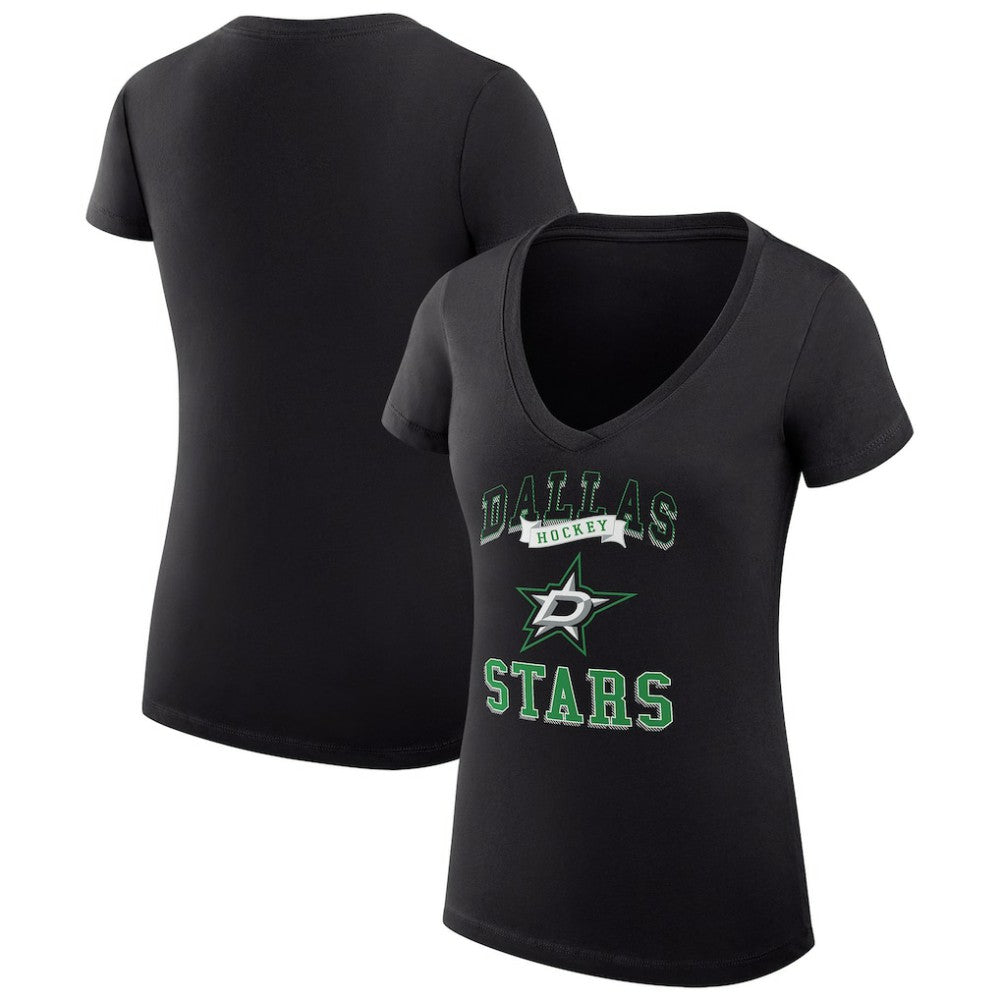 NHL Dallas Stars G-III 4Her by Carl Banks Women's Super-Slim Fit Lightweight Team Logo Graphic V-Neck T-Shirt - Black