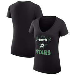 NHL Dallas Stars G-III 4Her by Carl Banks Women's Super-Slim Fit Lightweight Team Logo Graphic V-Neck T-Shirt - Black