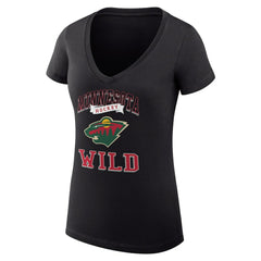 NHL Minnesota Wild G-III 4Her by Carl Banks Women's Super-Slim Fit Lightweight Team Logo Graphic V-Neck T-Shirt - Black