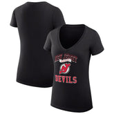 NHL New Jersey Devils G-III 4Her by Carl Banks Women's Super-Slim Fit Lightweight Team Logo Graphic V-Neck T-Shirt - Black