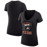 NHL Philadelphia Flyers G-III 4Her by Carl Banks Women's Super-Slim Fit Lightweight Team Logo Graphic V-Neck T-Shirt - Black