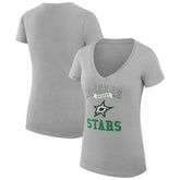 NHL Dallas Stars G-III 4Her by Carl Banks Women's Super-Slim Fit Lightweight Team Logo Graphic V-Neck T-Shirt - Heather Gray