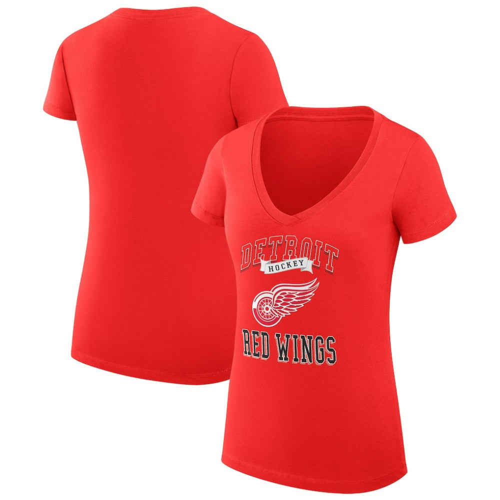 NHL Detroit Red Wings G-III 4Her by Carl Banks Women's Super-Slim Fit Lightweight Team Logo Graphic V-Neck T-Shirt - Red