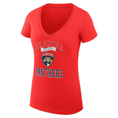 NHL Florida Panthers G-III 4Her by Carl Banks Women's Super-Slim Fit Lightweight Team Logo Graphic V-Neck T-Shirt - Red
