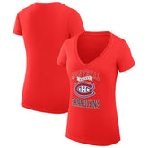 NHL Montreal Canadiens G-III 4Her by Carl Banks Women's Super-Slim Fit Lightweight Team Logo Graphic V-Neck T-Shirt - Red