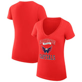 NHL Washington Capitals G-III 4Her by Carl Banks Women's Super-Slim Fit Lightweight Team Logo Graphic V-Neck T-Shirt - Red