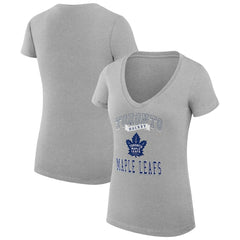 NHL Toronto Maple Leafs G-III 4Her by Carl Banks Women's Super-Slim Fit Lightweight Team Logo Graphic V-Neck T-Shirt - Heather Gray