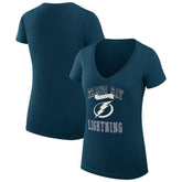 NHL Tampa Bay Lightning G-III 4Her by Carl Banks Women's Super-Slim Fit Lightweight Team Logo Graphic V-Neck T-Shirt - Navy