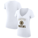 NHL Boston Bruins G-III 4Her by Carl Banks Women's Super-Slim Fit Lightweight Team Logo Graphic V-Neck T-Shirt - White