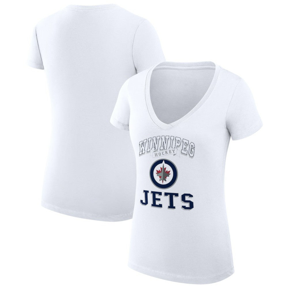 NHL Winnipeg Jets G-III 4Her by Carl Banks Women's Super-Slim Fit Lightweight Team Logo Graphic V-Neck T-Shirt - White