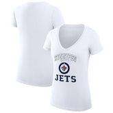 NHL Winnipeg Jets G-III 4Her by Carl Banks Women's Super-Slim Fit Lightweight Team Logo Graphic V-Neck T-Shirt - White