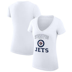 NHL Winnipeg Jets G-III 4Her by Carl Banks Women's Super-Slim Fit Lightweight Team Logo Graphic V-Neck T-Shirt - White