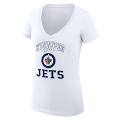 NHL Winnipeg Jets G-III 4Her by Carl Banks Women's Super-Slim Fit Lightweight Team Logo Graphic V-Neck T-Shirt - White
