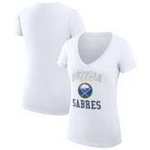 NHL Buffalo Sabres G-III 4Her by Carl Banks Women's Super-Slim Fit Lightweight Team Logo Graphic V-Neck T-Shirt - White