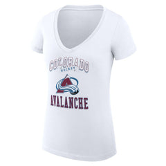 NHL Colorado Avalanche G-III 4Her by Carl Banks Women's Super-Slim Fit Lightweight Team Logo Graphic V-Neck T-Shirt - White