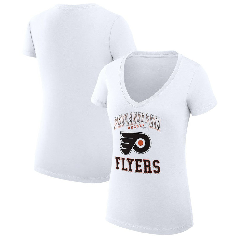 NHL Philadelphia Flyers G-III 4Her by Carl Banks Women's Super-Slim Fit Lightweight Team Logo Graphic V-Neck T-Shirt - White