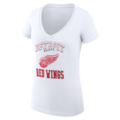 NHL Detroit Red Wings G-III 4Her by Carl Banks Women's Super-Slim Fit Lightweight Team Logo Graphic V-Neck T-Shirt - White