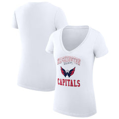 NHL Washington Capitals G-III 4Her by Carl Banks Women's Super-Slim Fit Lightweight Team Logo Graphic V-Neck T-Shirt - White