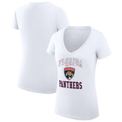 NHL Florida Panthers G-III 4Her by Carl Banks Women's Super-Slim Fit Lightweight Team Logo Graphic V-Neck T-Shirt - White