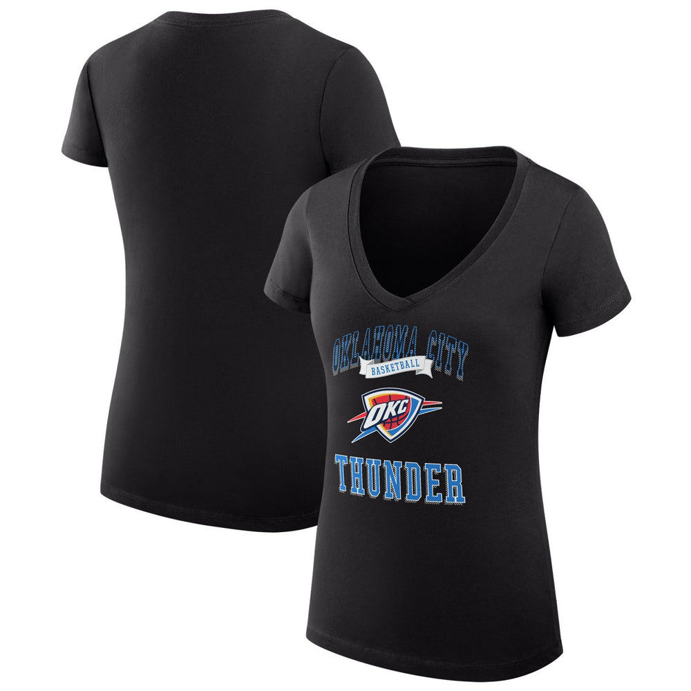 Oklahoma City Thunder G-III 4Her by Carl Banks Women's Super-Slim Fit Lightweight Team Logo V-Neck T-Shirt Black