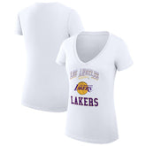 Los Angeles Lakers G-III 4Her by Carl Banks Women's Super-Slim Fit Lightweight Team Logo V-Neck T-Shirt White