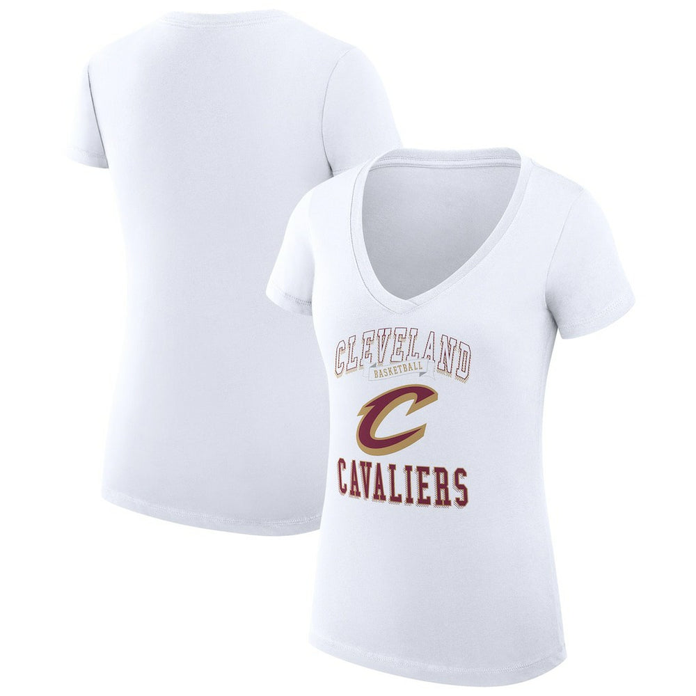 Cleveland Cavaliers G-III 4Her by Carl Banks Women's Super-Slim Fit Lightweight Team Logo V-Neck T-Shirt White