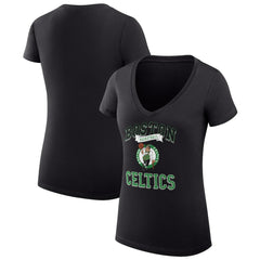Boston Celtics G-III 4Her by Carl Banks Women's Super-Slim Fit Lightweight Team Logo V-Neck T-Shirt Black
