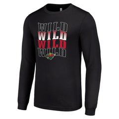 NHL Minnesota Wild Starter Four Team Name Logo Long Sleeve Graphic T-Shirt - Black