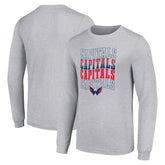 NHL Washington Capitals Starter Four Team Name Logo Long Sleeve Graphic T-Shirt - Heather Gray