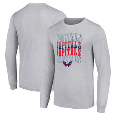 NHL Washington Capitals Starter Four Team Name Logo Long Sleeve Graphic T-Shirt - Heather Gray