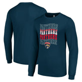 NHL Florida Panthers Starter Four Team Name Logo Long Sleeve Graphic T-Shirt - Navy