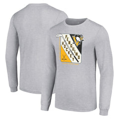 NHL Pittsburgh Penguins Starter Shield Long Sleeve Graphic T-Shirt - Heather Gray