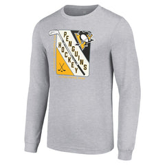 NHL Pittsburgh Penguins Starter Shield Long Sleeve Graphic T-Shirt - Heather Gray
