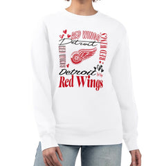 NHL Detroit Red Wings G-III 4Her by Carl Banks Women's Collage Graphic Fleece Long Sleeve Pullover Sweatshirt - White