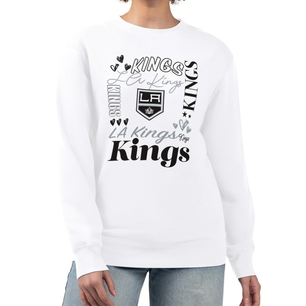 NHL Los Angeles Kings G-III 4Her by Carl Banks Women's Collage Graphic Fleece Long Sleeve Pullover Sweatshirt - White