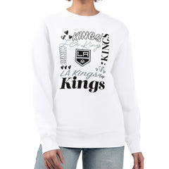 NHL Los Angeles Kings G-III 4Her by Carl Banks Women's Collage Graphic Fleece Long Sleeve Pullover Sweatshirt - White