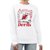 NHL New Jersey Devils G-III 4Her by Carl Banks Women's Collage Graphic Fleece Long Sleeve Pullover Sweatshirt - White