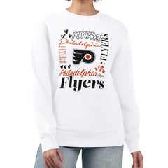 NHL Philadelphia Flyers G-III 4Her by Carl Banks Women's Collage Graphic Fleece Long Sleeve Pullover Sweatshirt - White