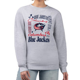 NHL Columbus Blue Jackets G-III 4Her by Carl Banks Women's Collage Graphic Fleece Long Sleeve Pullover Sweatshirt - Heather Gray