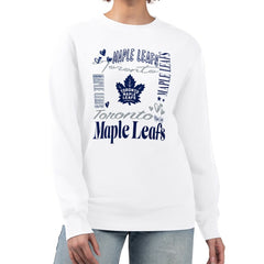 NHL Toronto Maple Leafs G-III 4Her by Carl Banks Women's Collage Graphic Fleece Long Sleeve Pullover Sweatshirt - White